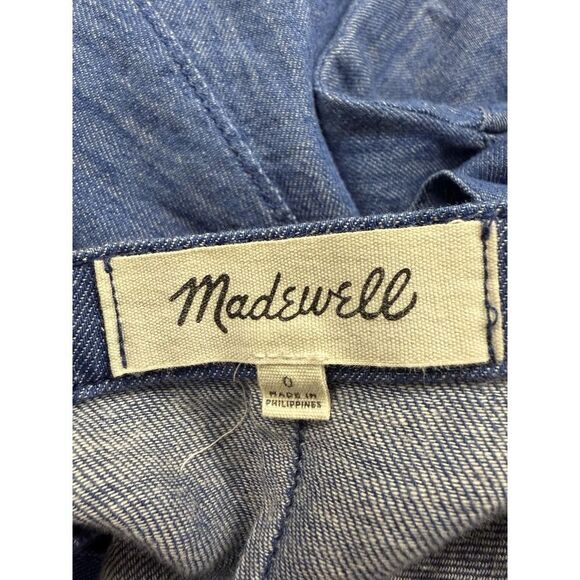 Madewell Linen Blend Blue Denim Jean Skirt Size 0 Zip Closure A-line Zipper - Picture 8 of 11